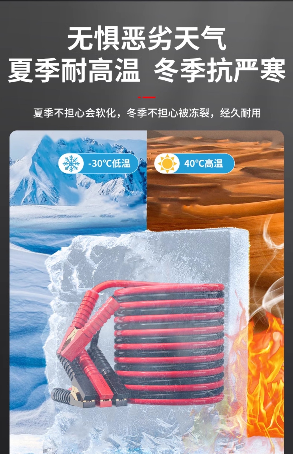 Suitable for Car Jumper Cables, Battery Clamps, and Electric Connection Lines, Special Thickened Pure Copper Jumper Cables