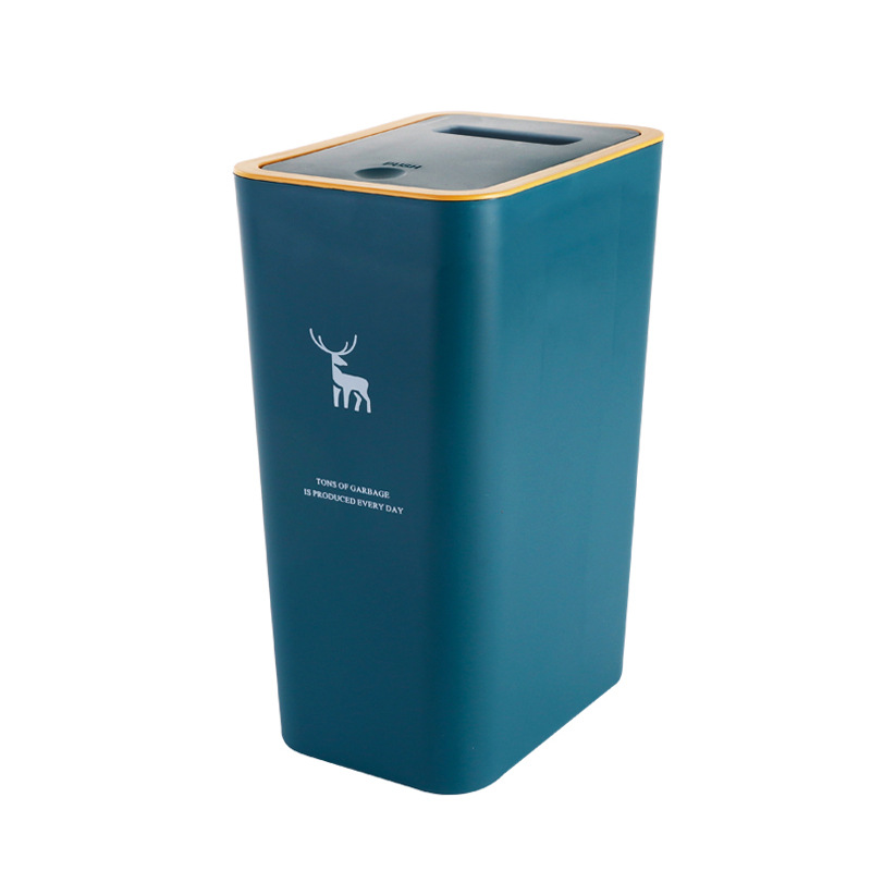 Papelera de inodoro hogar creativo cocina clasificación Push-tipo basura puede inodoro basura cesta de papel con tapa