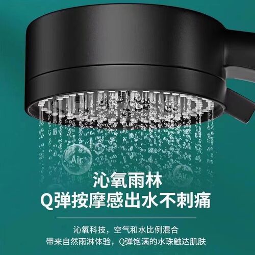 Black Warrior Pressure Shower Head, 5-Stage Black Adjustable Shower Head with Pressure Spray, Black 5-Stage Regulation Shower Head