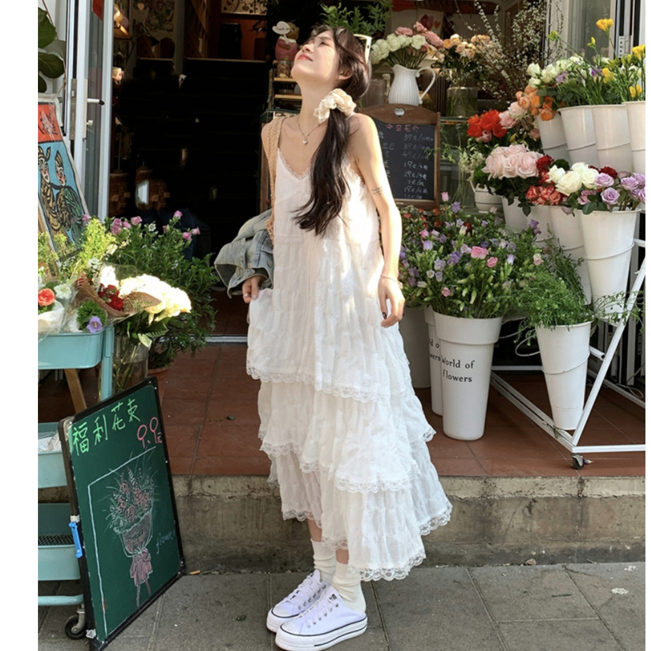 2025 새로운 해변 휴일 레이스 비치 원피스 달콤한 틈새 디자인 슬링 원피스 여자 올 매치 연령 감소