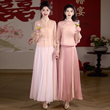 实拍新中式2026春夏新款汉服唐装立领盘扣重工刺绣上衣半身裙套装