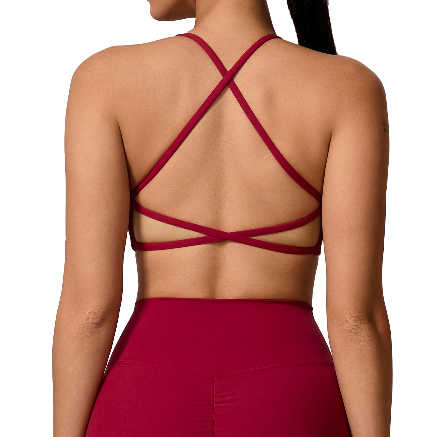 Xijia cruza hombros delgados y revela ropa interior deportiva femenina con sensación de nube, cuello con almohadilla para el pecho, sujetador ajustado de yoga transfronterizo y Fitness image 6
