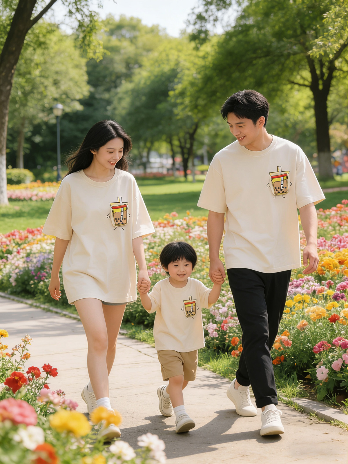 Conjuntos familiares a juego, colección de verano 2025 para una familia de tres, madre-hijo, madre-hija, camisetas de manga corta estilo bubble tea, pelele para bebé, a la moda