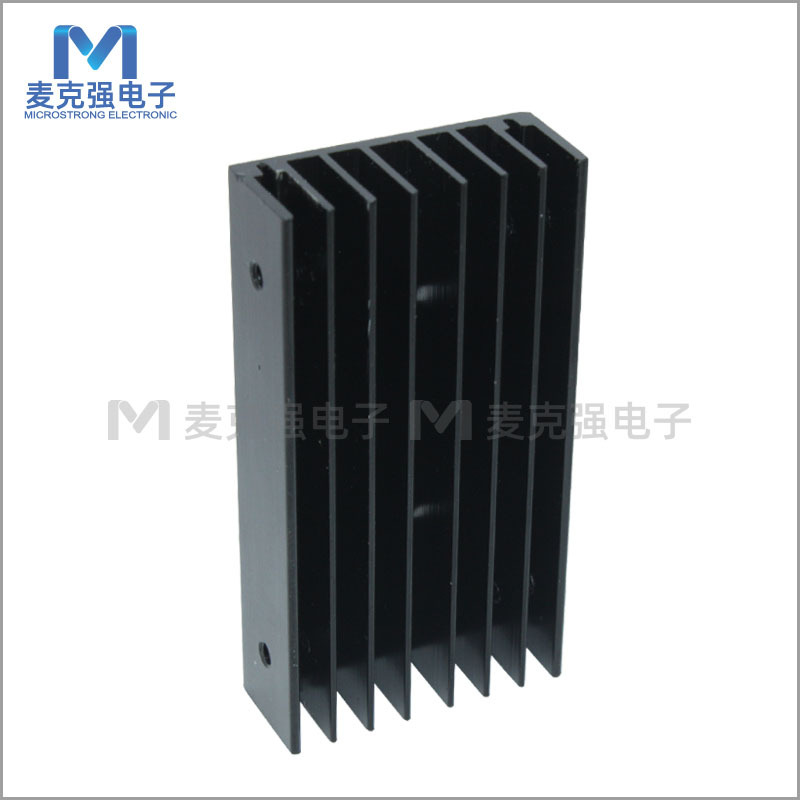 黑色铝制散热器37*15*70mm无针6孔电子元器件用大尺寸电子散热片