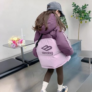 Girls Winter Down Coat 2024 New Western Style Children's Coat Girls Thickened Winter Casual Color-block Top