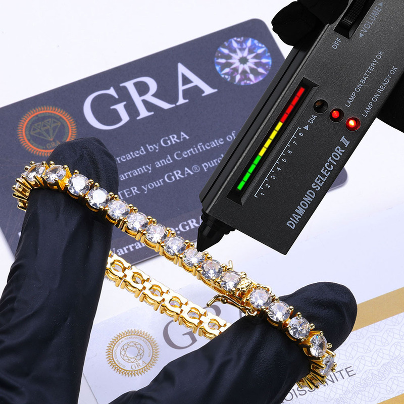 Hip-Hop Cross-Border Moissanite Tennis Chain High-Quality 18K Gold Bracelet for Women, High-End European and American Light Luxury Jewelry Customization