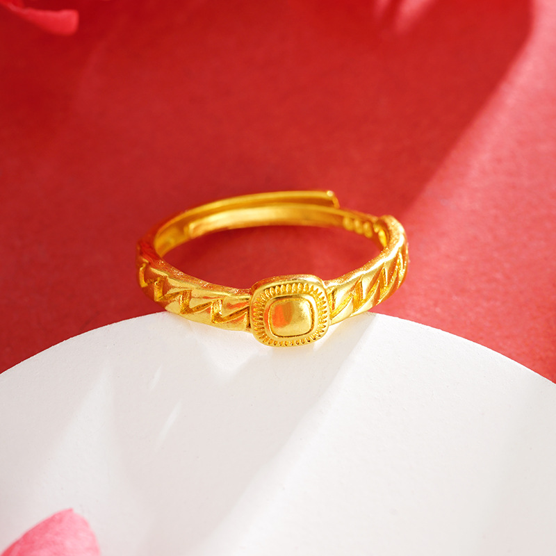 Arena oro simple pequeño pan anillo bloqueo cuadrado bolsa temperamento femenino boca abierta ajustable estilo chino todo partido suministro al por mayor