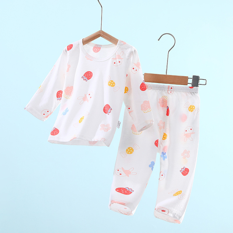 宝宝家居空调衣服纯棉薄款夏季婴儿长袖儿童睡衣套装男童女童春夏