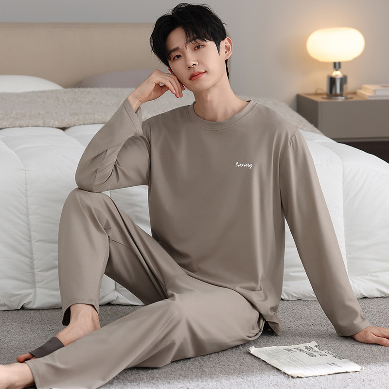 Modal Pajamas Men's Spring and Autum 2025 New Long-Sleeved Round Neck Autum Casual Large Size Summer Home Wear Set Modal Pajamas Men's Spring and Autum 2025 New Long-Sleeved Round Neck Autum Casual Large Size Summer Home Wear Set