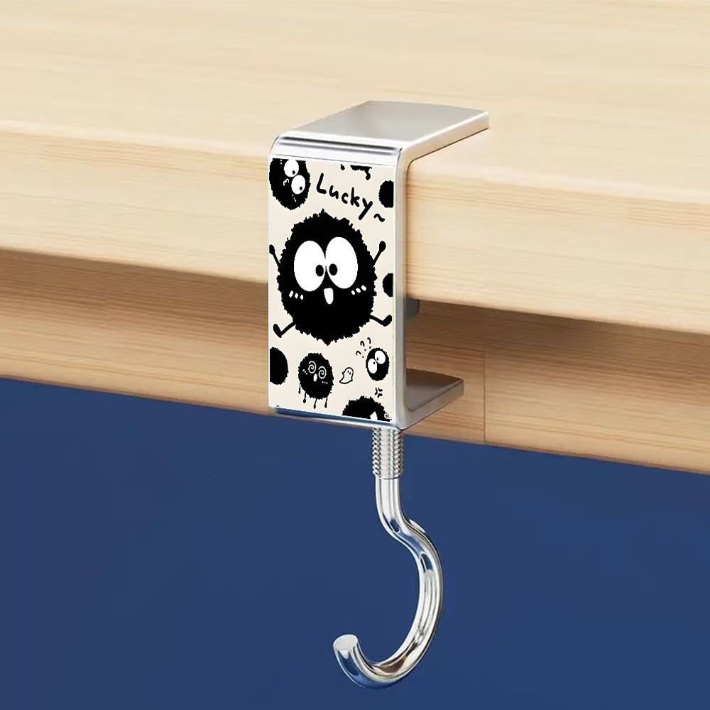 gancho de bolsas de carbón de dibujos animados para estudiantes de escritorio fuerte portante sin perforación móvil sin clavos gancho general portátil