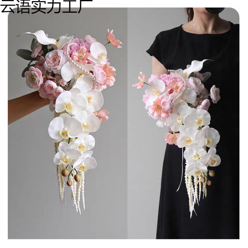 感瀑布花手捧花婚礼新娘影楼摄影道具情侣手持领证花束|undefined