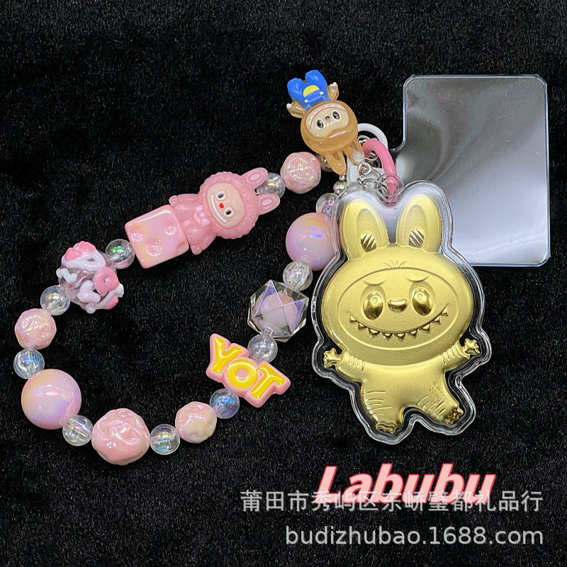 Shuibeitong 純金バブルマート LABUBU 漫画携帯電話チェーンロープペンダントラブブキーホルダーペンダント|undefined