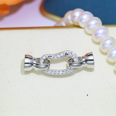 DIY parts S925 Sterling Silver have more cash than can be accounted for Pearl sweater chain Buckle Necklace Bracelet Connect buckle Jewelry silver buckle for women