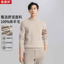 【高品质绵羊毛】恒源祥秋冬圆领休闲保暖柔软男士羊毛衫针织