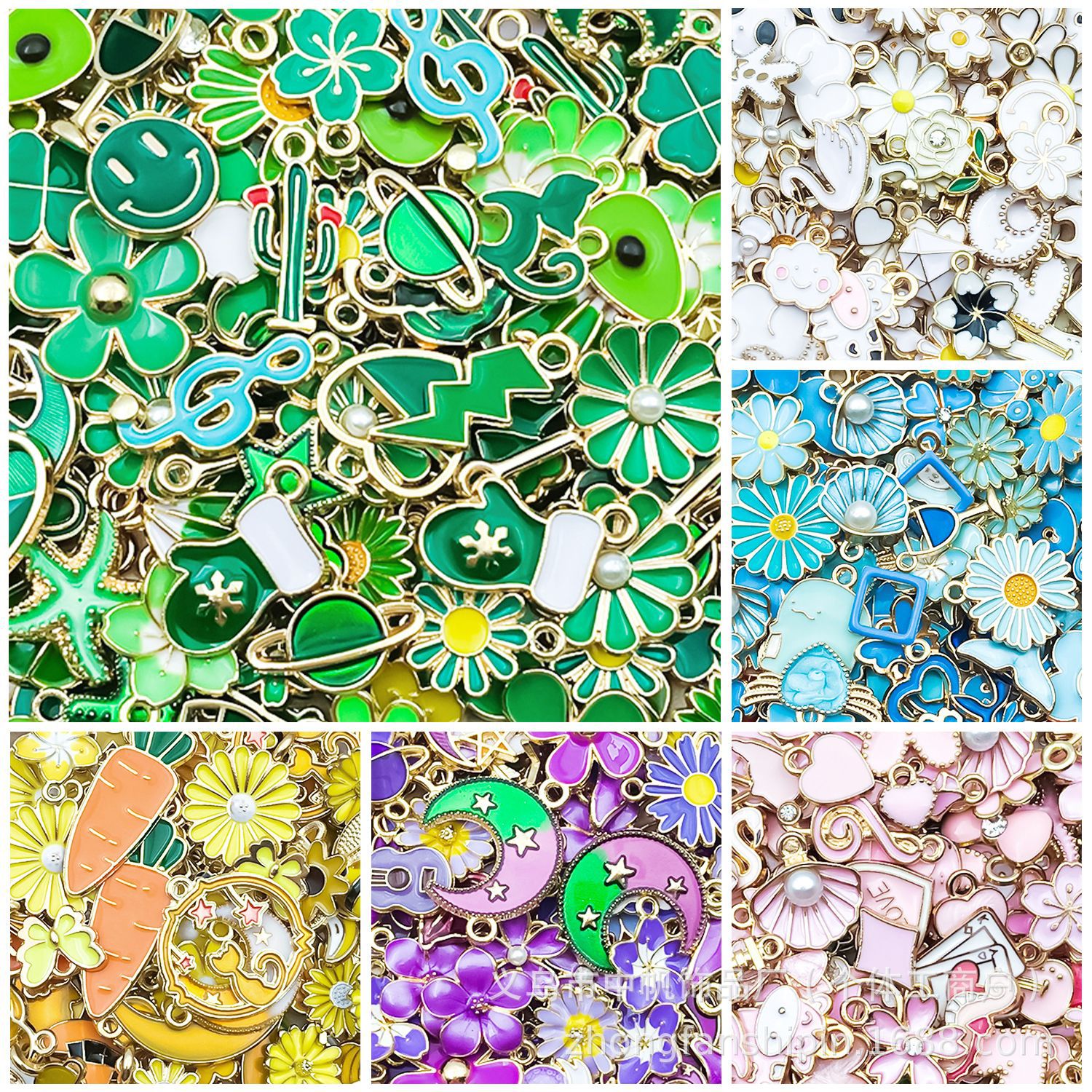 Cross-border exclusive supply of 20/50/100 nine-color oil-dripping alloy jewelry accessories, DIY bracelets, necklaces, pendants and pendants pic 7