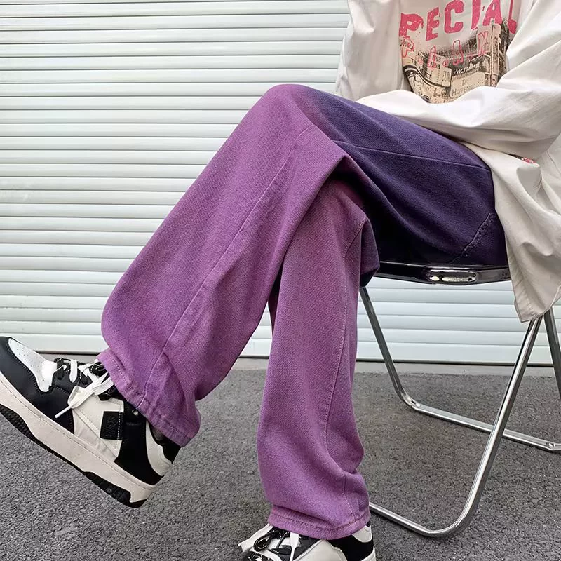 Уличный ретро сделай старые вымытые фиолетовые джинсы для мужчин и женщин в стиле нейтрал свободный bf прямые падающие брюки