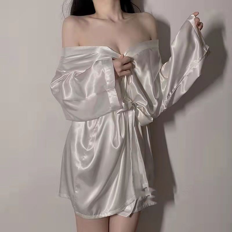 (2개) 긴 국경 도매 제조 업체에서 나이트 가운 여성 의류 새로운 바람 칼라 여름 아침 얇은 일본 자극
