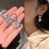 Earrings, retro brand silver needle from pearl, simple and elegant design, Korean style, silver 925 sample, internet celebrity