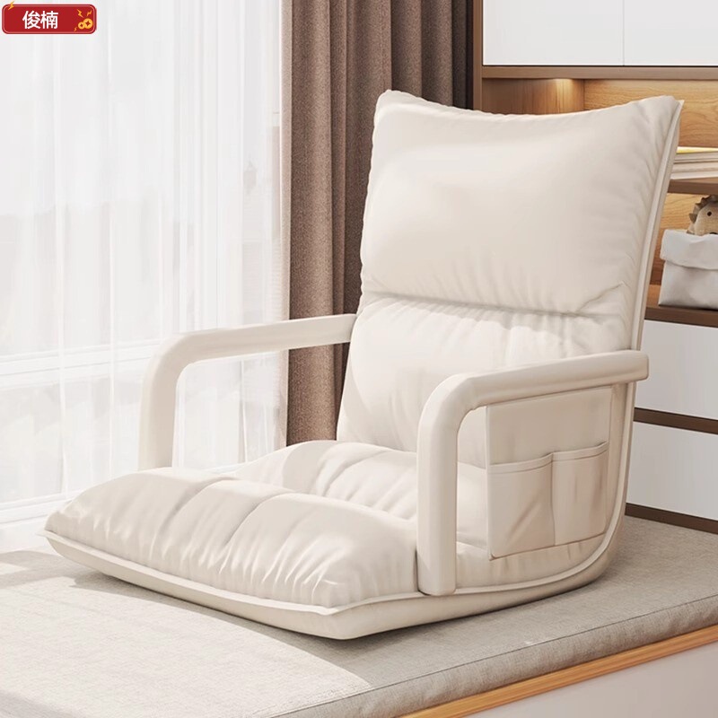 Lazy Sofa That Can Recline and Be Used as a Bed, Suitable for Dormitory, Small Tatami Bed, Backrest Chair for Bedroom or Balcony, Single Person with 6-Level Adjustment