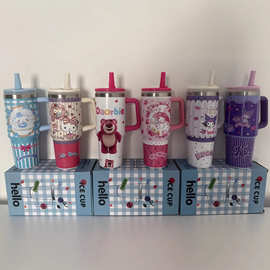 亚马逊跨境卡通系列30o'z40oz二代汽车杯大容量冰霸杯带吸管手柄o