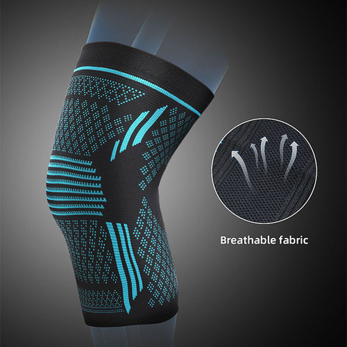 New style double-ripple silicone anti-slip nylon knitting breathable four-way elastic knee pads for sports protection