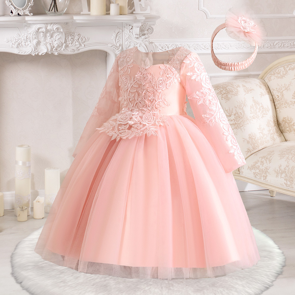 Princesa de niños vestido vestido de escuela de niños vestidos de novia vestido de anfitrión vestido de piano de flores