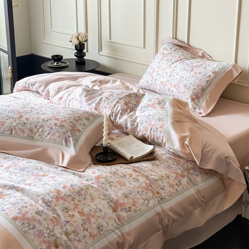 Class a Thickeneded 100 Cotton Brushed Four-Piece Set Super Soft Ceramic Brushed Quilt Cover Pure Cotton Long-Staple Cotton Fitted Bed Sheets