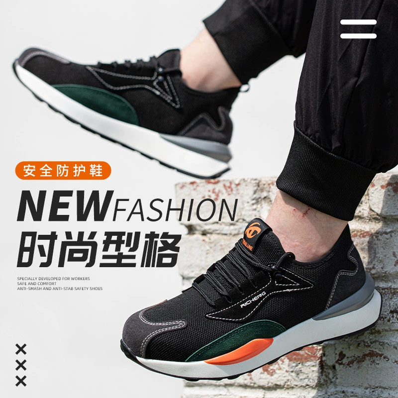 Легкие рабочие защитные ботинки для мужчин, с защитой от ударов, проколов, скольжения, дышащие, мягкие, безопасные, оптом, устойчивые к кислотам и щелочам