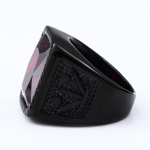beier men's jewelry wholesale big gem personalized domineering ring titanium steel leaf shape foreign trade source