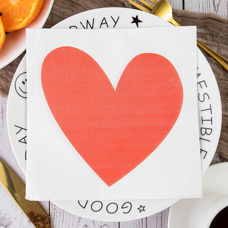 85g Weight Napkins Kitchen and drinking utensils Napkins Personal Care Type Virgin wood pulp Material Valentine'S Day Festival Love, Heart Shape Pattern Romantic Style Valentine'S Day Romantic Love Heart Shape Virgin Wood Pulp Party Supplies Tableware 6