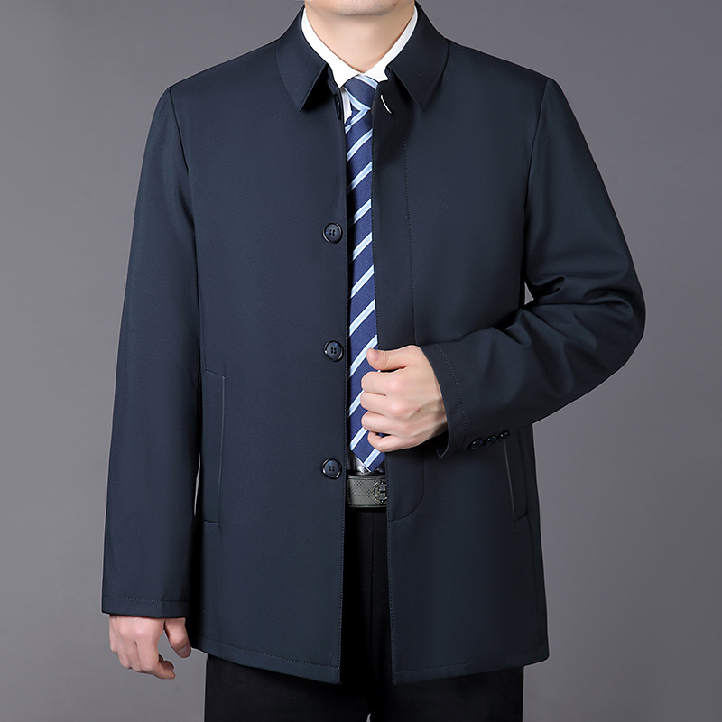 봄가을 남성용 재킷, 중장년층을 위한 라펠 디자인, 비즈니스 스타일, 싱글 버튼, 단색, 아빠옷, 작업복, 가벼운 비즈니스