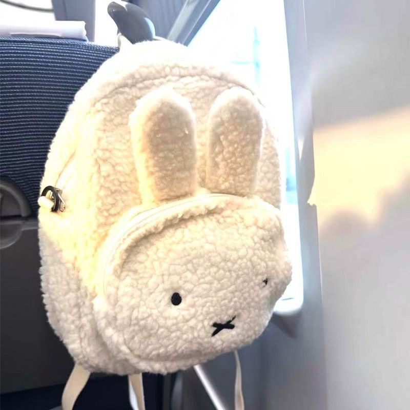 2025秋冬新款卡通可爱萌萌兔子羊羔毛两用背包女生小包双肩包书包