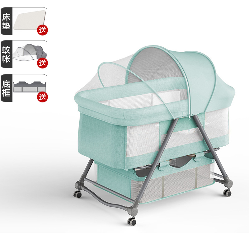 Cuna portátil plegable Cuna Cama con rodillo móvil cama de bebé BB dormir recién nacido cama de empalme