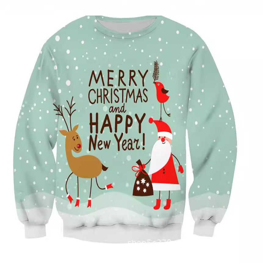 Men's Reindeer 3D Printed Men's Sweatshirt, Loose Round Neck Casual Sweatshirt_voghion.com