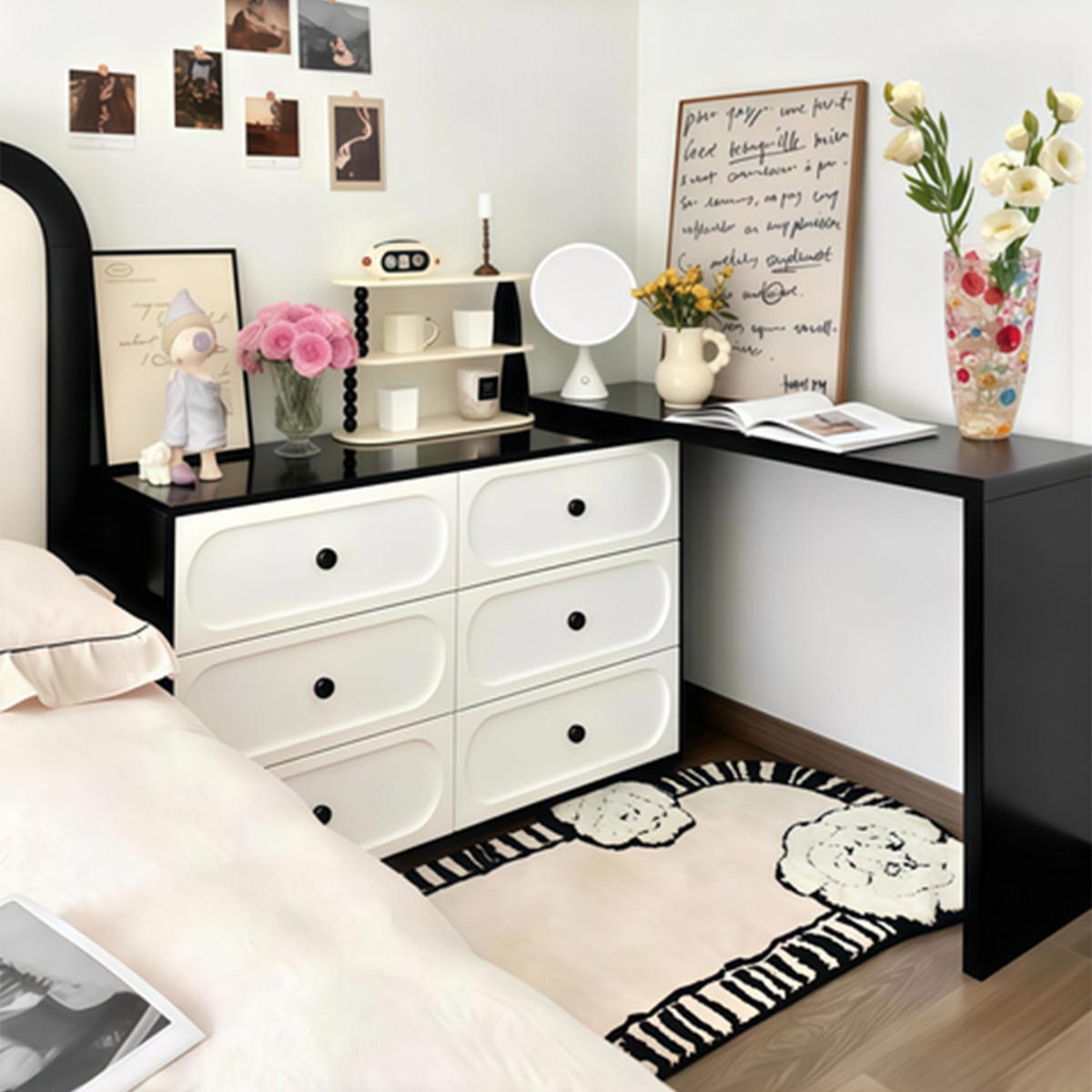 Comedor de vestuario retrógrado francés dormitorio armario de almacenamiento armario de lujo ligero escritorio retráctil escritorio de oficina