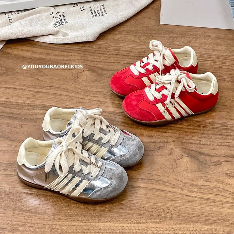 Korean Style Kidsren's Sports Shoes 2025 Autum New Girls' Retro Moral Training Shoes Thin-Soled Fashionable Boys' Casual Shoes