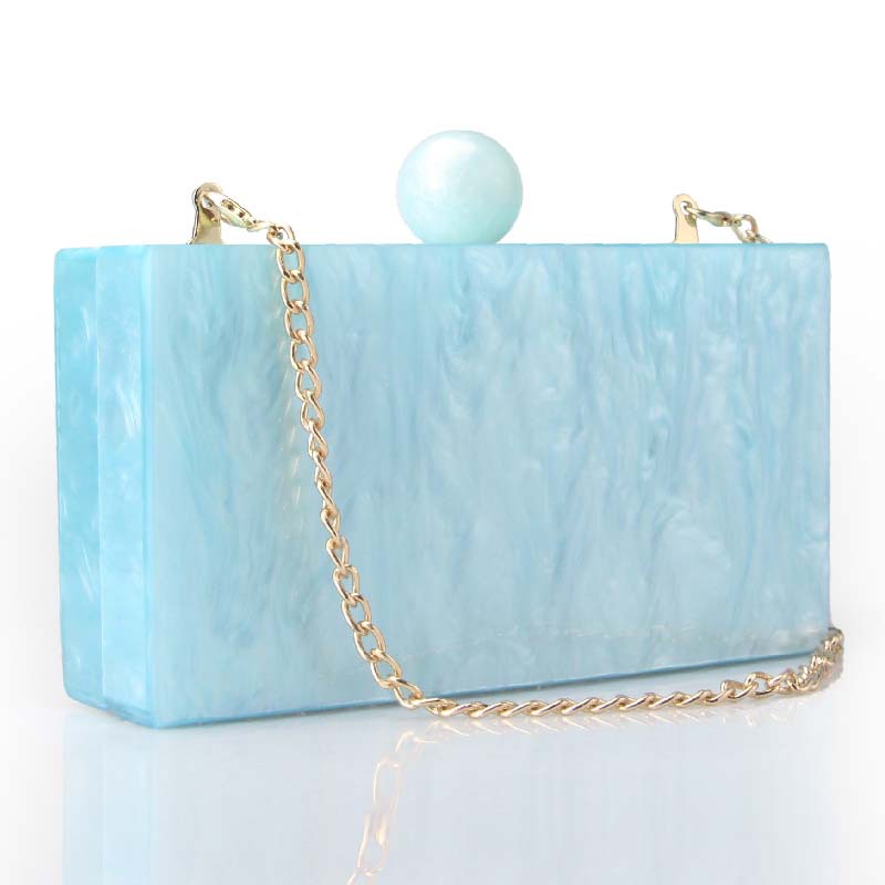 330g Weight Cotton Lining Material Clasp Frame Closure Type Chain Strap Type Shoulder Bag, Clutch Bag, Evening Bag Bags Type Party Occasion Acrylic Material Marble Pattern All Seasons Season Women's Gender Vintage Style Style Square Shape Sky Blue, White, Yellow Color Sky Blue White Yellow Arylic Marble Square Evening Bags 12