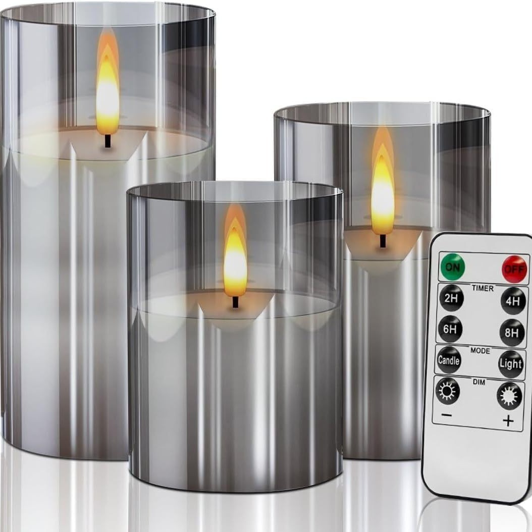 Cáscara de vidrio lámpara de vela electrónica con control remoto vela LED transfronteriza sin humo accesorios de ambiente de decoración navideña