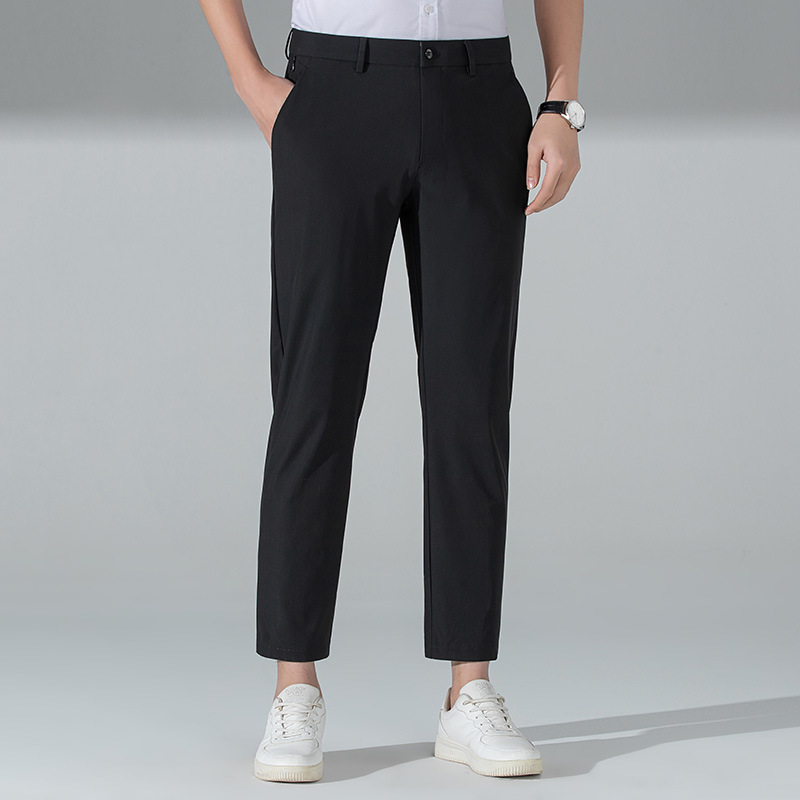Summer Men's Casual Pants Ice Silk Thin Ankle-length Pants Young Men's Sunscreen Korean-style Western Pants Antibacterial Elastic Pants