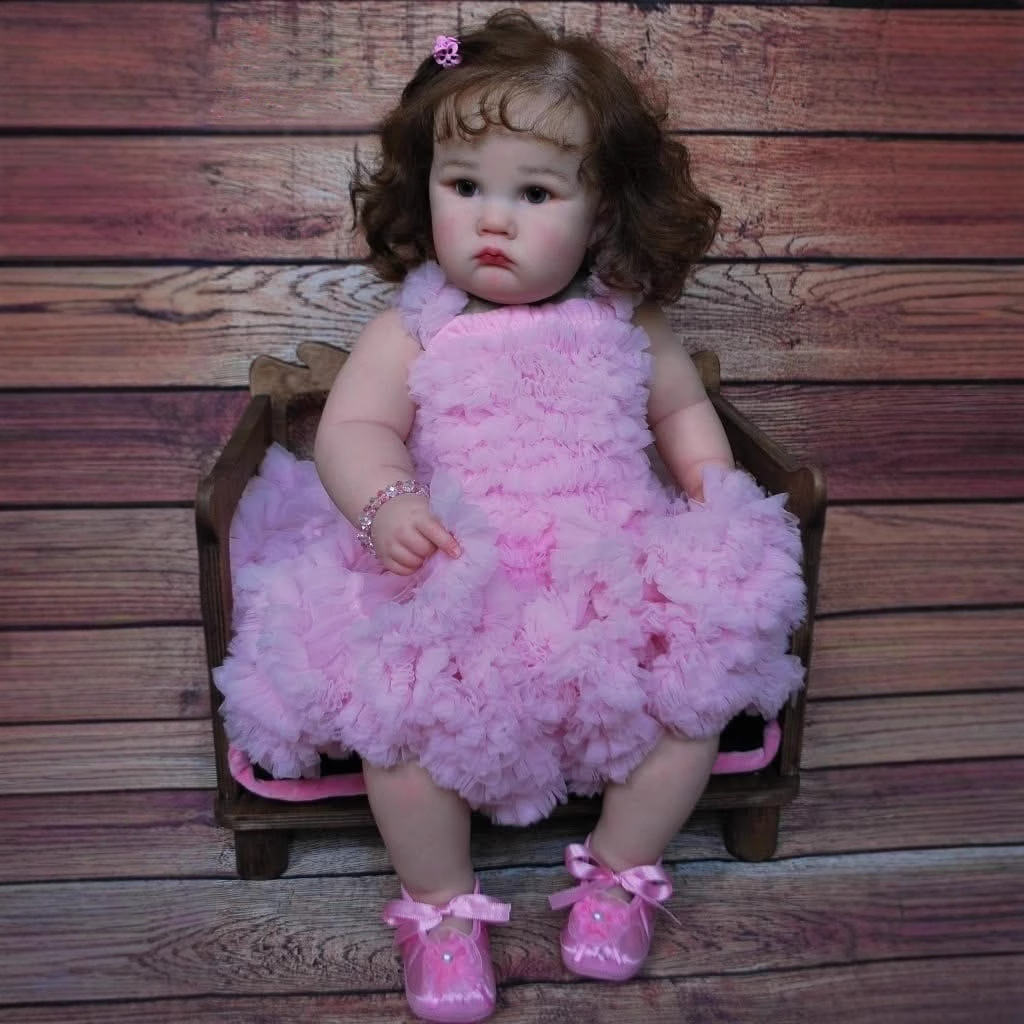 NPK24inch vestido rosa Charlotte simulación niña bebé renacimiento muñeca fuente de comercio electrónico transfronterizo