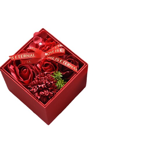 New Teacher Valentine's Day Everlasting Rose Lipstick Gift Box Creative Double Layer Rotating Rose Jewelry Box