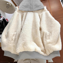加绒加厚卫衣外套女秋冬2025新款羊羔毛绒保暖开衫小个子韩系穿搭