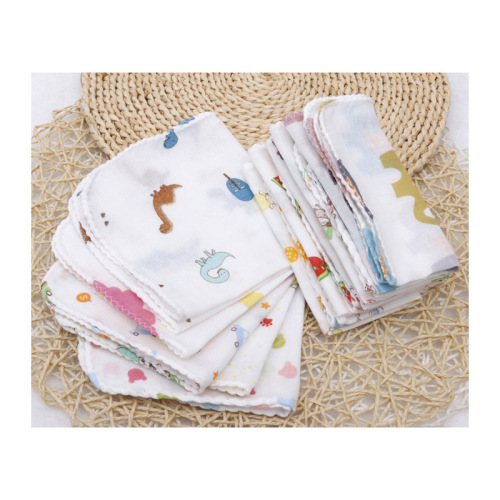 Yobaxing High-density 6-layer Cotton Fabric Cartoon Pattern Handkerchief with Multiple Styles, Delicate and Soft, Baby Handkerchief
