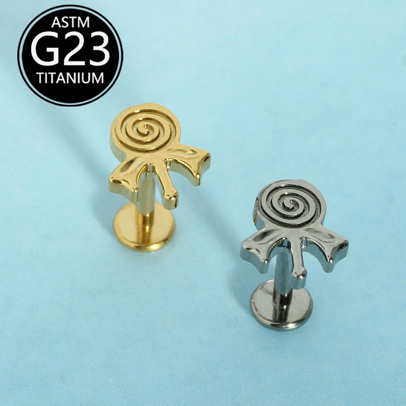 Pointed titanium steel lip stud product view