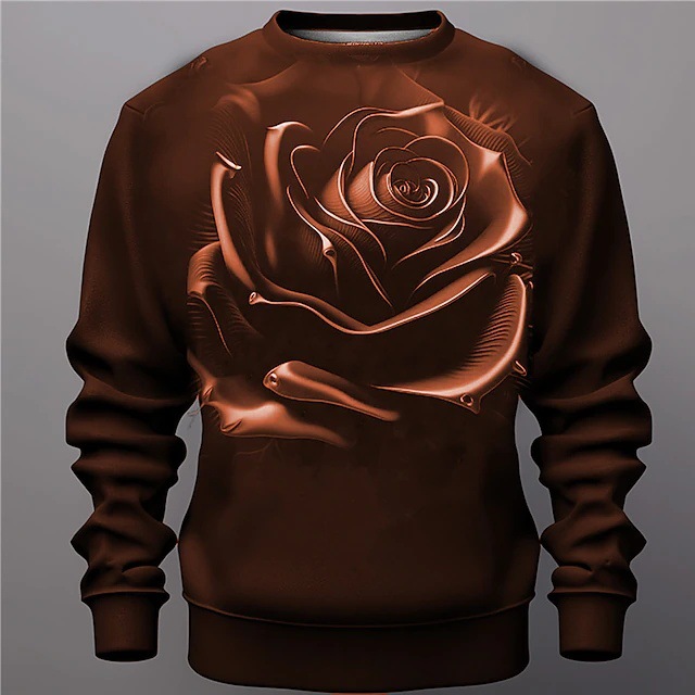 Moda retro heavy metal rosa impresión 3D hombres y mujeres con el mismo estilo suelto de manga larga suéter de cuello redondo