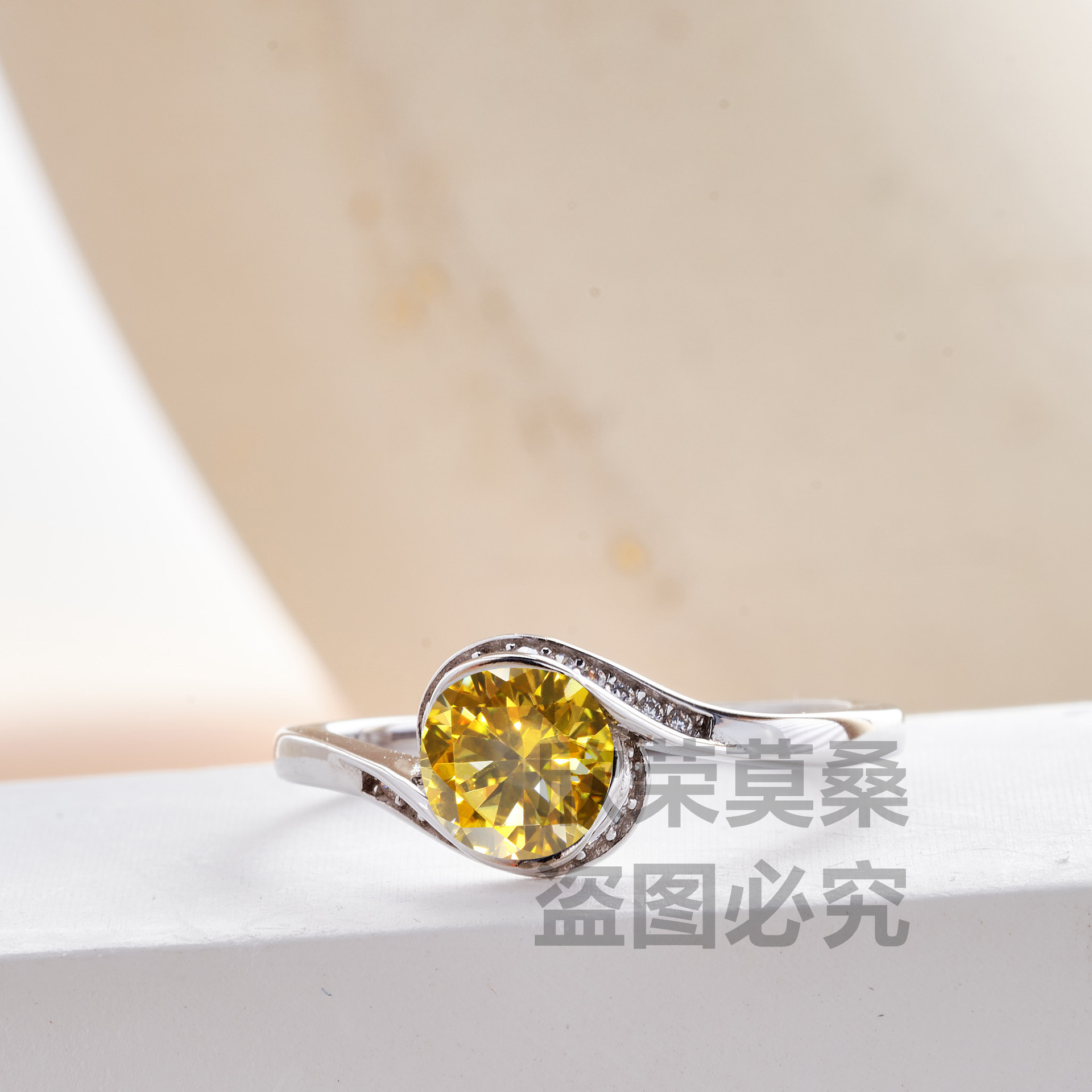 1CT anillo de piedra de color con certificado GRA tarjeta negra plata esterlina S925 anillo de comercio electrónico transfronterizo venta caliente