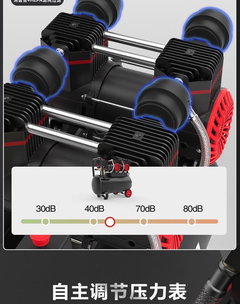 New Model Air Pump Air Compressor Oil-Free Silent Inflator High-Pressure Air Pump for Woodworking, Auto Repair, and Painting