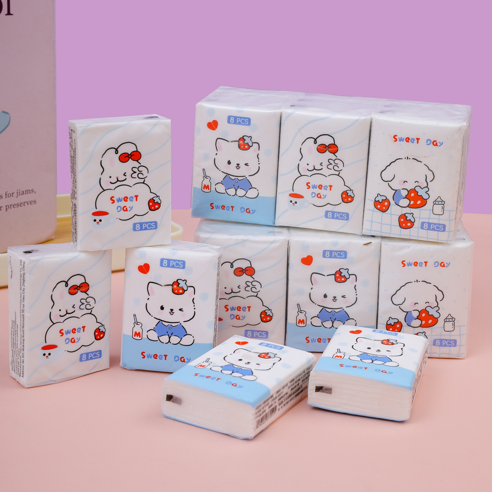 Little sweet white paper handkerchief tissue 9-pack