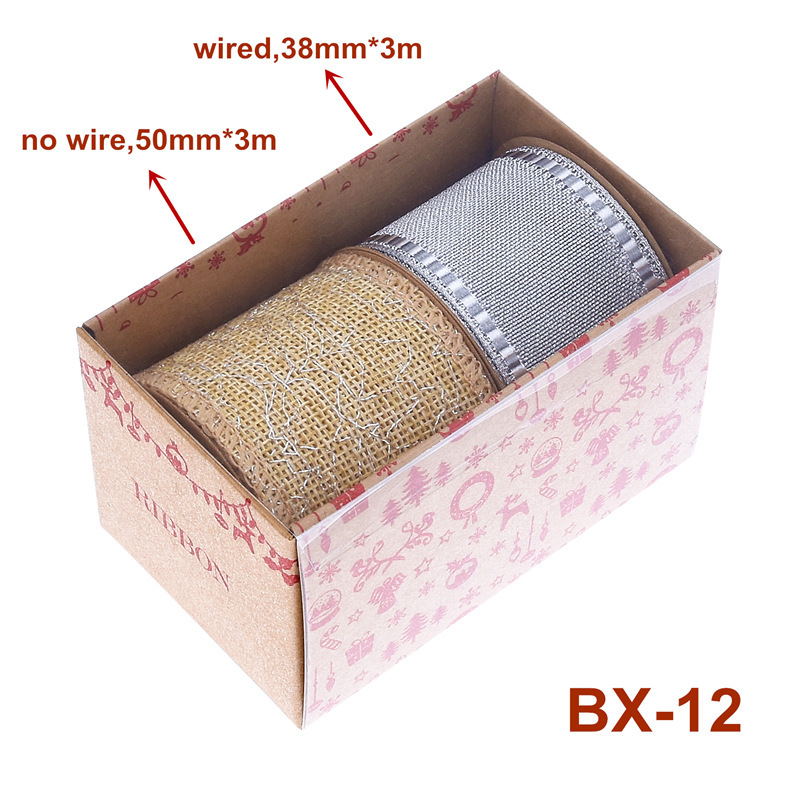 Nuevo transfronterizo Amazon Navidad cinta caja de paquetes de regalos árbol de Navidad decoración oro y plata cinta set