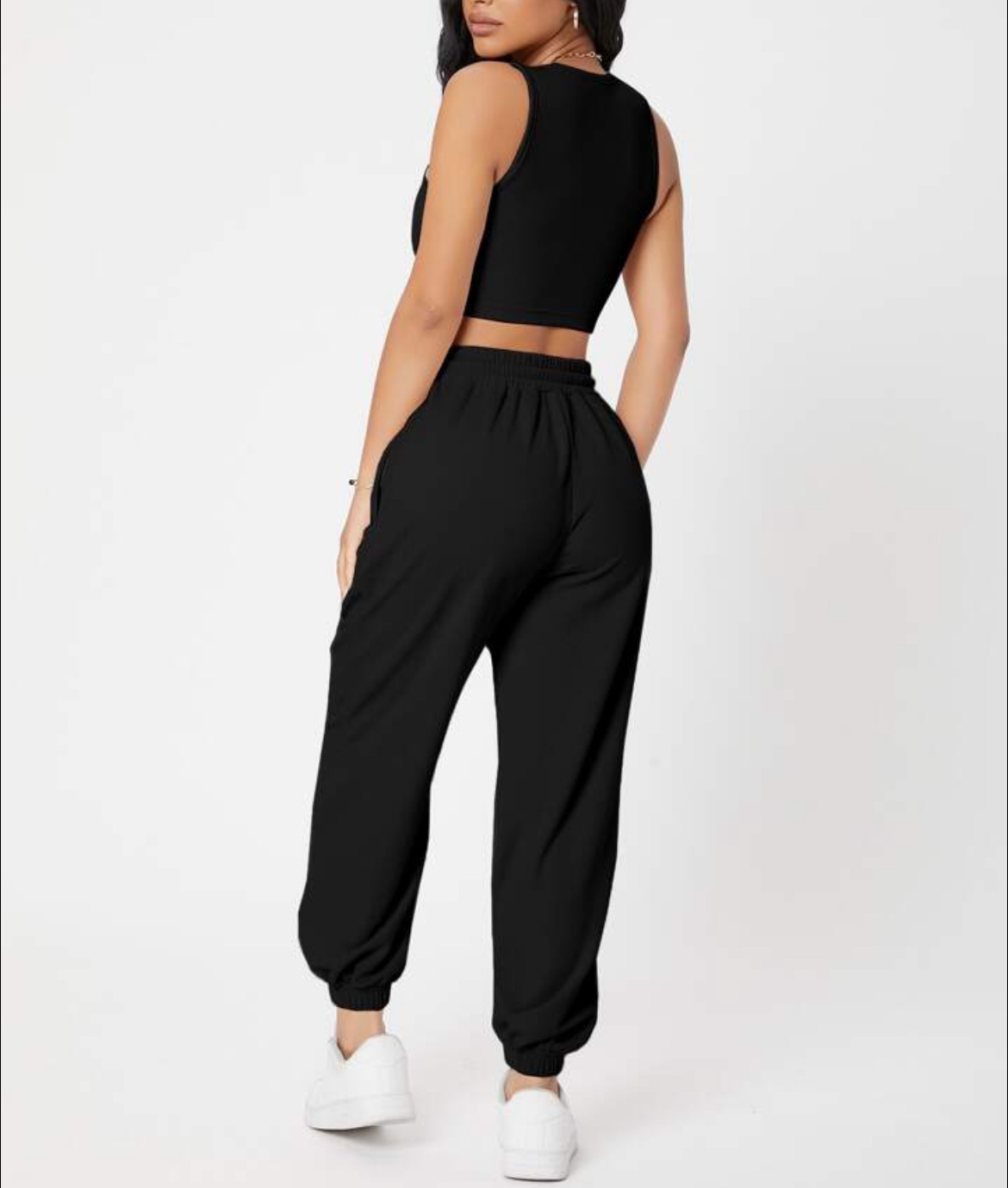 490g Weight Sleeveless Sleeve Length Polyester Fabric Type Pants Sets Sets Type 2 Pieces Set Quantity Casual, Daily Occasion Round Neck Neckline Breathable Function Skinny Fit Type Solid Color Pattern Summer Season Women's Gender Streetwear, Sport Style Style Women's Streetwear Sport Style Solid Color Polyester Round Neck Tracksuit 35